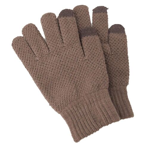 Gants d'hiver à écran tactile Gants en tricot doublés de laine chaude Poignets élastiques (Kaki)