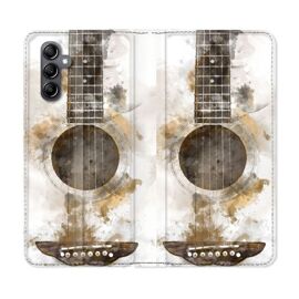 Housse Cuir Portefeuille Pour Samsung Galaxy S24 Plus Musique Guitare Tag
