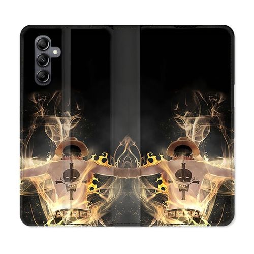 Housse Cuir Portefeuille Pour Samsung Galaxy S24 Manga One Piece Ace Noir