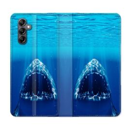 Housse Cuir Portefeuille Pour Samsung Galaxy S24 Plus Animal Requin Dent