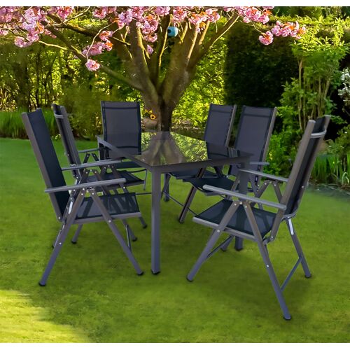 Vcm Set De Meubles De Jardin En Alu Verre Ensemble De Jardin Ensemble De Repas Table Chaises 140 Sw Set De Meubles De Jardin En Alu Verre Ensemble De Jardin Ensemble De Repas Table Chaises 140 Sw