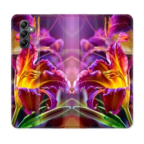 Housse Cuir Portefeuille Pour Samsung Galaxy S24 Fleur Lys Color