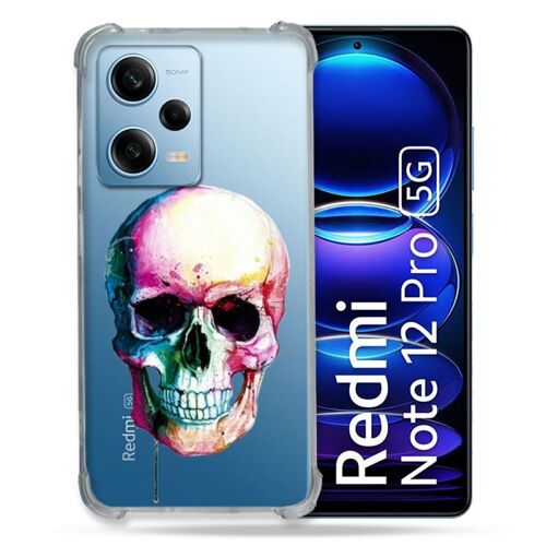 Coque Transparente Renforcée Pour Xiaomi Redmi Note 12 Pro 5g Skull Head Crane Colore