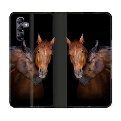 Housse Cuir Portefeuille Pour Samsung Galaxy S24 Animal Cheval Marron