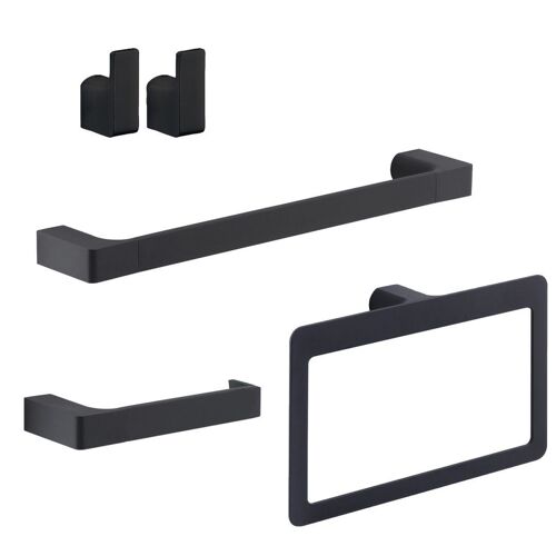 SET 4 PCS ACCESSOIRES MURAUX SALLE DE BAIN NOIR MAT | GIACINTO