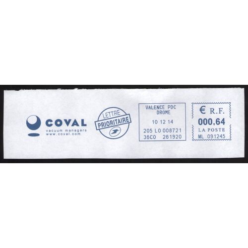 France Ema Postmark Coval Vacuum Managers 26120 Montélier