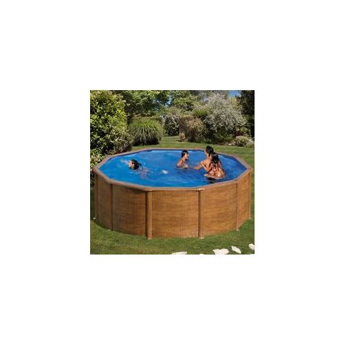 Piscine ronde décoration bois en kit 460 x 120 cm