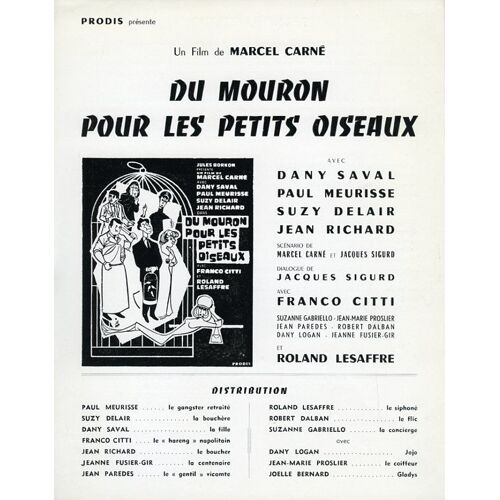 Du Mouron Pour Les Petits Oiseaux, Synopsis, Marcel Carné, Paul Meurisse, Dany Saval, Suzy Delair