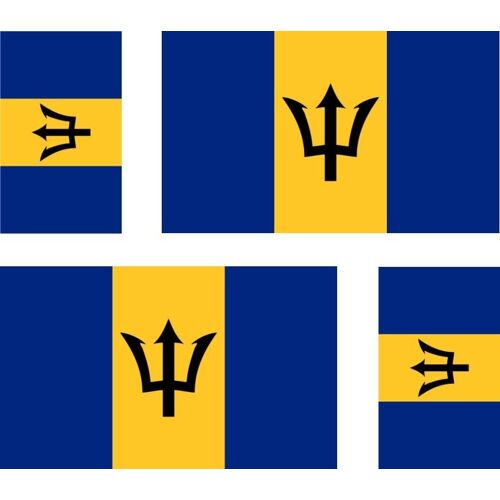 4 X Autocollant Sticker Voiture Moto Valise Pc Portable Drapeau La Barbade Barba