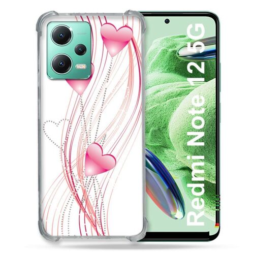 Coque Renforcée Pour Xiaomi Redmi Note 12 5G Amour Coeur Rose Montant sur Blanc