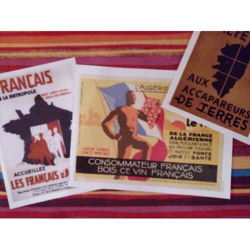 Lot 3 Petites Reproductions D'affiches Utilisées Dans Les Années 60 En Algérie, Pour Promouvoir Le Vignoble, Par Les Rapatriés D'algérie, Et En France Lors Du Retour Des Pieds Noirs