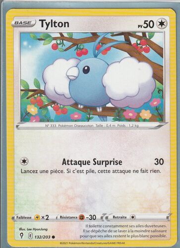 Carte Pokemon - Tylton - 132/203 - Épée Et Bouclier 7 - Evolution Céleste - Eb7 - Vf