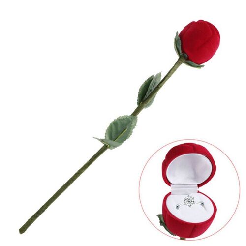 Boîte à bijoux Portable en forme de coeur Rose rouge 3D, présentoir de rangement pour bagues de mariage et boucles d'oreilles