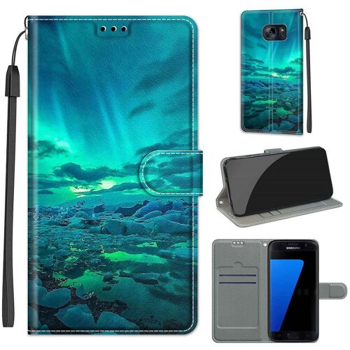 Samsung Galaxy S7 Coque, Saturcase Beau Pu Cuir Magnétique Flip Portefeuille Support Porte-Carte Dragonne Protecteur Coque Housse Étui Pour Samsung Galaxy S7 (Dy-7)