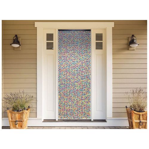 Rideau de porte en perles de bois multicolore 90 x 200 cm - Morel