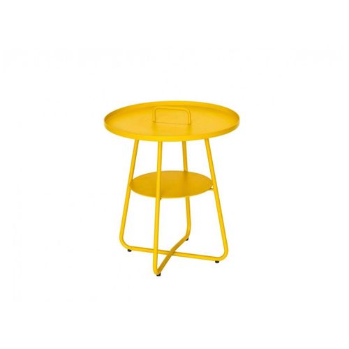 Table Basse Ronde En Aluminium Jaune Thasos Ø 50 Cm - Jardiline