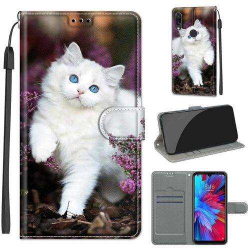 Xiaomi Redmi Note 7 Coque, Saturcase Beau Pu Cuir Magnétique Flip Portefeuille Support Porte-Carte Dragonne Protecteur Coque Housse Étui Pour Xiaomi Redmi Note 7 (Dy-10)