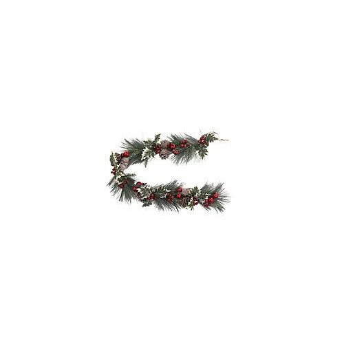 Guirlande de Noël Bois L 1 M décorée Feuillage , Pommes de pin, Boules et Baies