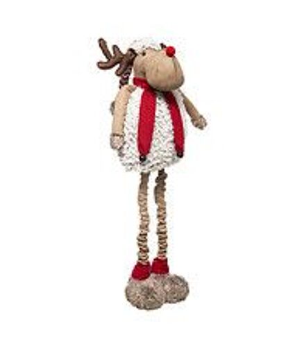 Déco Noël Renne télescopique avec écharpe et fourrure H maxi 144 cm