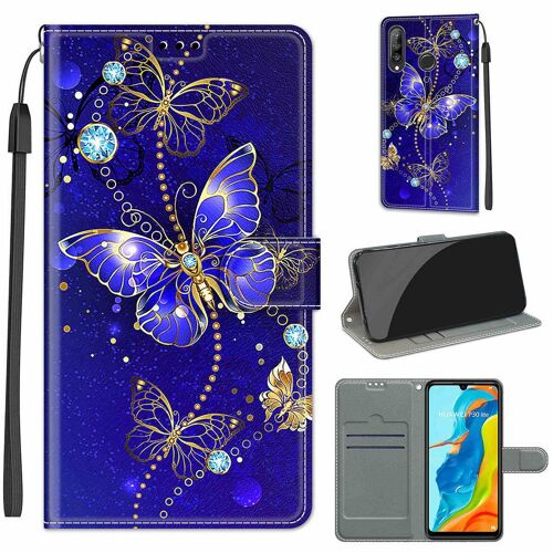 Huawei P30 Lite Coque, Saturcase Beau Pu Cuir Magnétique Flip Portefeuille Support Porte-Carte Dragonne Protecteur Coque Housse Étui Pour Huawei P30 Lite (Dy-3)