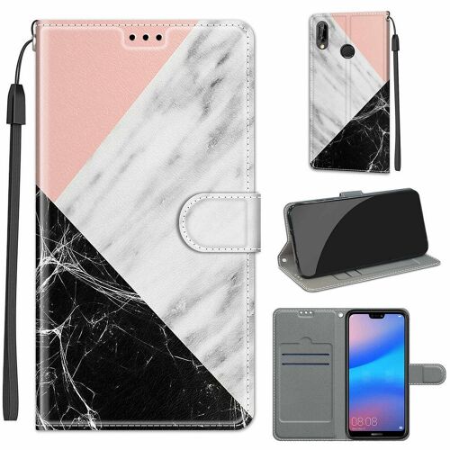 Huawei P20 Lite Coque, Saturcase Beau Pu Cuir Magnétique Flip Portefeuille Support Porte-Carte Dragonne Protecteur Coque Housse Étui Pour Huawei P20 Lite (Dy-2)
