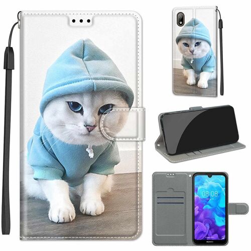Huawei Y5 2019 Coque, Saturcase Beau Pu Cuir Magnétique Flip Portefeuille Support Porte-Carte Dragonne Protecteur Coque Housse Étui Pour Huawei Y5 2019 (Dy-13)