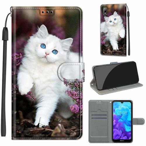 Huawei Y5 2019 Coque, Saturcase Beau Pu Cuir Magnétique Flip Portefeuille Support Porte-Carte Dragonne Protecteur Coque Housse Étui Pour Huawei Y5 2019 (Dy-10)