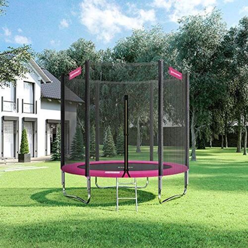 Trampoline Extérieur Avec Filet De Protection, Rose / Ø 244 Cm