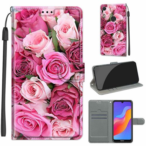 Huawei Y6 2019 / Honor 8a Coque, Saturcase Beau Pu Cuir Magnétique Flip Portefeuille Support Porte-Carte Dragonne Protecteur Coque Housse Étui Pour Huawei Y6 2019 / Honor 8a (Dy-15)