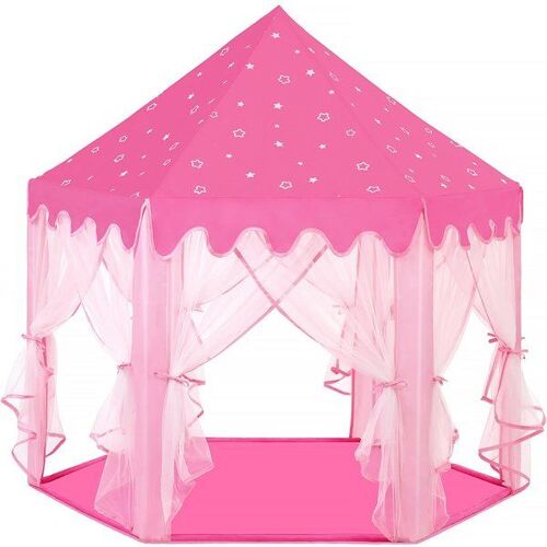 Tente Chapiteau Voile, Tente De Jeu Enfant Avec Filet, Tente Princesse Château De Intérieur Et Extérieur, Pour 3 Enfants Maximum, 140 X 120 X 135 Cm, Rose