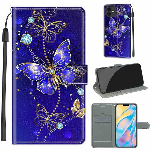 Apple Iphone 12 / 12 Pro Coque, Saturcase Beau Pu Cuir Magnétique Flip Portefeuille Support Porte-Carte Dragonne Protecteur Coque Housse Étui Pour Apple Iphone 12 / 12 Pro (Dy-3)