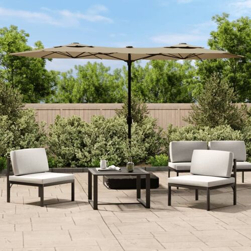 Vidaxl Parasol De Jardin À Double Tête Taupe 316x145 Cm