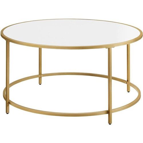 Table basse ronde blanc doré