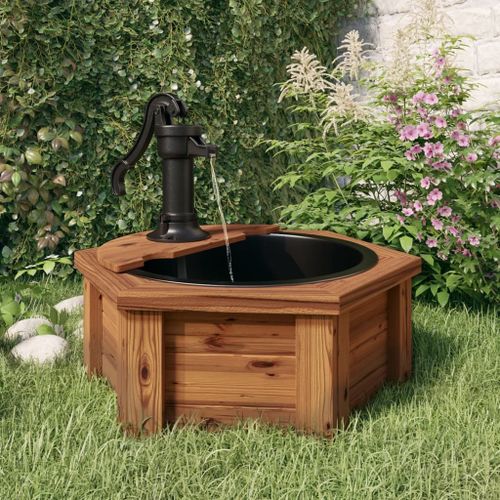 Prolenta Premium - Fontaine à eau avec pompe 57x57x53 cm Bois de sapin massif