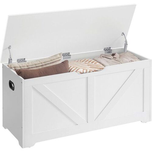 Coffre de rangement avec 2 charnières de sécurité, Blanc mat