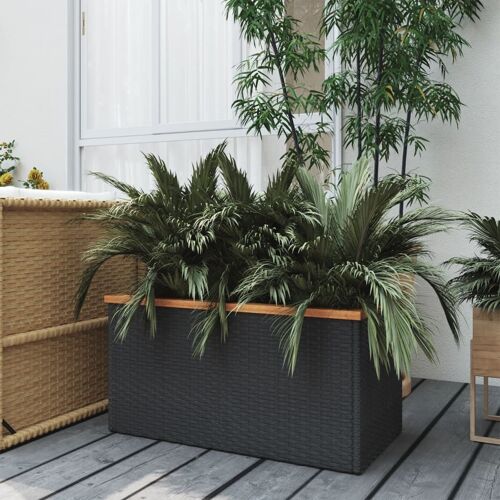 Vidaxl Jardinière Noir 80x40x40 Cm Résine Tressée