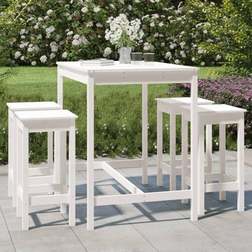 Vidaxl Ensemble De Bar De Jardin 5 Pcs Blanc Bois Massif De Pin