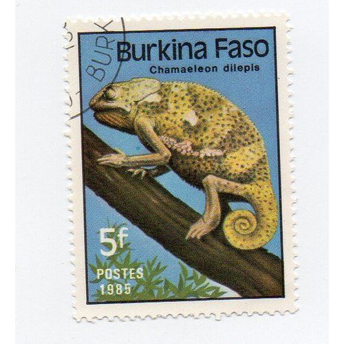 Burkina Faso- 1 Timbre Oblitéré- Caméléon