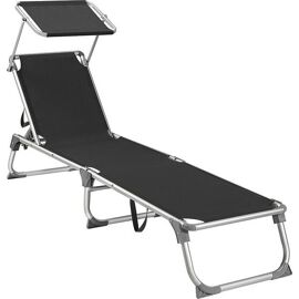 Chaise Longue Avec Dossier, Noir / 55 X 193 X 31 Cm