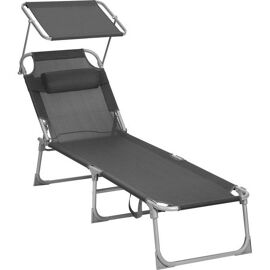 Chaise Longue Avec Dossier, Gris / 53 X 193 X 29,5 Cm