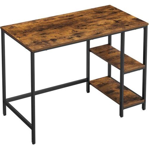 Bureau avec rangement industriel, Marron Rustique + Noir