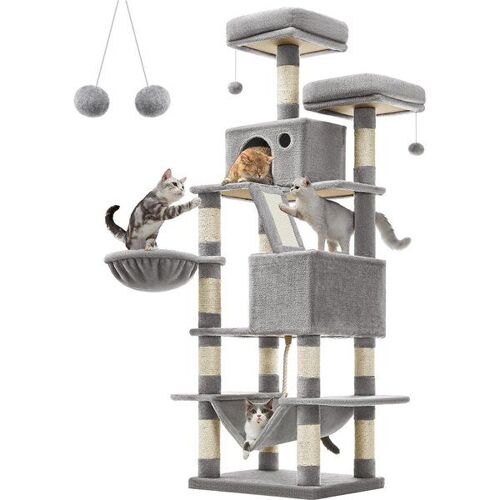 Arbre À Chat Multi-Niveaux D'hautuer 168 Cm, Gris Clair