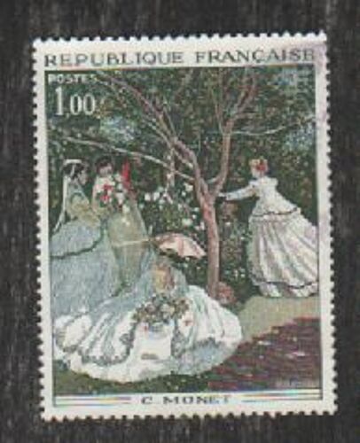 Timbre France - Femmes Au Jardin  De C. Monet (1840-1926) - Thème : Arbres , Art , Jardins , Peintures , Plantes , Fleurs