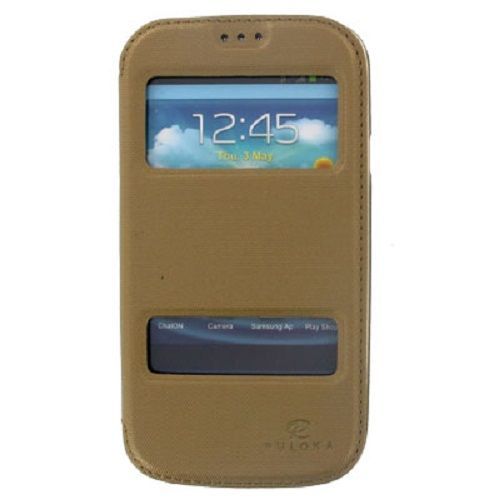 Etui Folio Puloka Magnet Series Avec Fenetres Pour Samsung Galaxy S3 Or