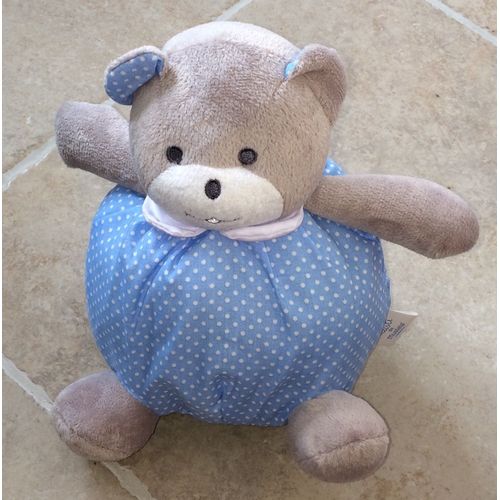 Doudou Ours Musti Mustela Blanc Et Bleu