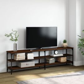 Vidaxl Meuble Tv Chêne Marron 180x30x50 Cm Bois D'ingénierie Et Métal