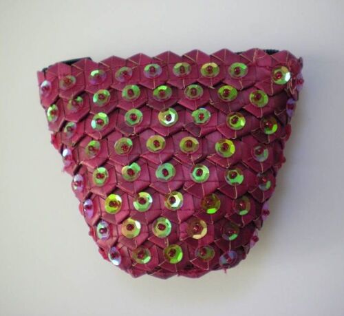 Porte-Monnaie - Rose Foncé - Tressé - Avec Pastilles Scintillantes