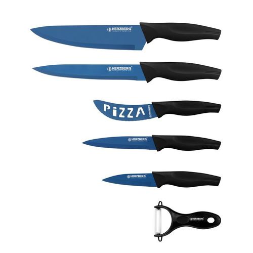 Set De 5 Couteaux + Économe Bleu Herzberg Hgkl6blu