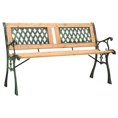 Banc De Jardin Meuble De Patio D'extérieur Terrasse 122 Cm Fonte Et Bois De Sapin Massif Helloshop26 02_0011220