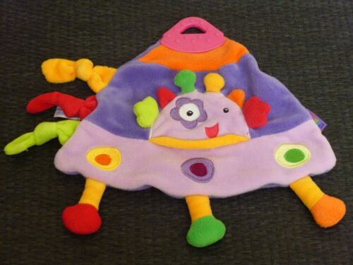 Doudou Plat Martien Soucoupe Volante Violet Mauve, Dentition, Babysun, Baby Sun